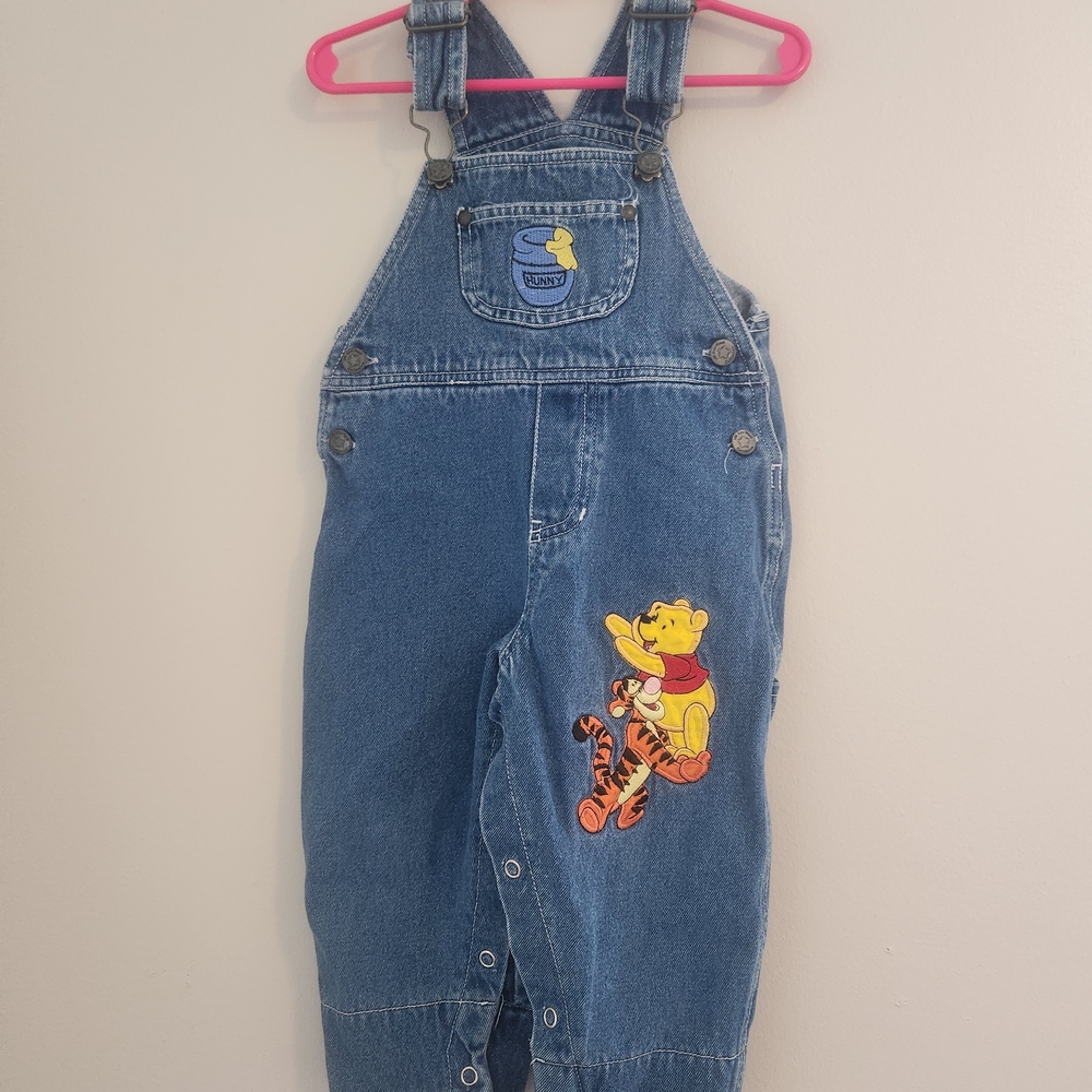 90s Vintage Disney Blue Denim Overalls with Tigger Embroidery